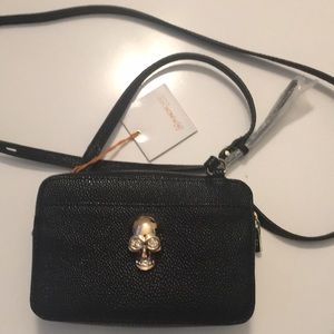 Black textured leather purse